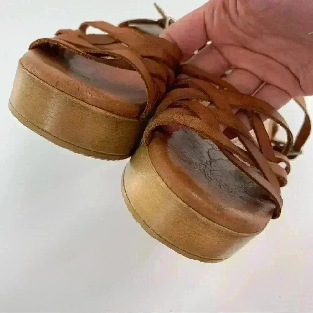 Muse & cloud womens sandals size 36 tan leather chunky retro festival boho